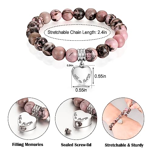 XIUDA Heart Cremation Memorial Urn Bracelet 316L Stainless Steel Keepsake Jewelry Urn Bracelet for Ashes for Women-With Me Always2