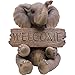 DWK African Elephant Statue Outdoor Front Porch Welcome Sign | Elephant Figurines Statues Entry Welcome Sign | Lawn Ornaments Statues and Outdoor Figurines - 14.5