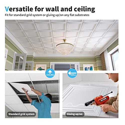 Image of Art3d PVC Ceiling Tiles, 2'x2' Plastic Sheet in White (12-Pack)