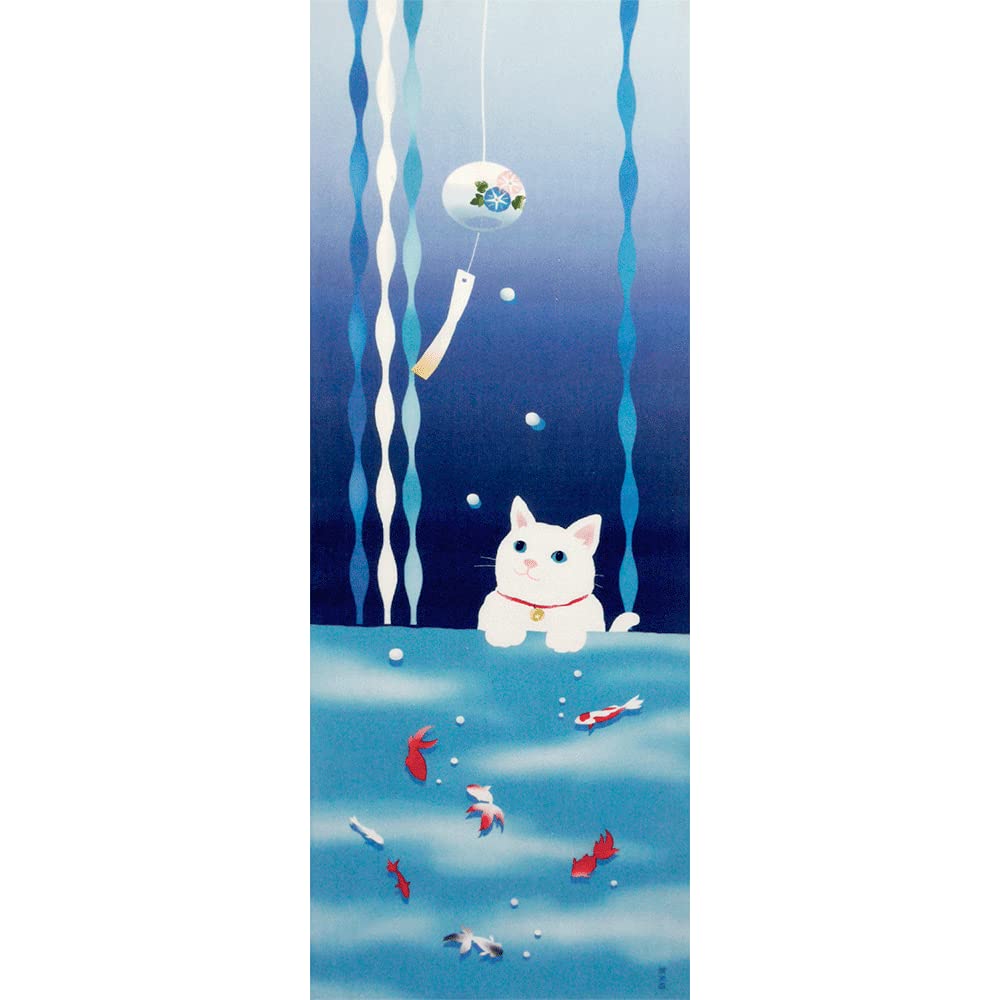 Amazon｜濱文様 絵てぬぐい 猫と金魚の夏｜手ぬぐい - ホーム