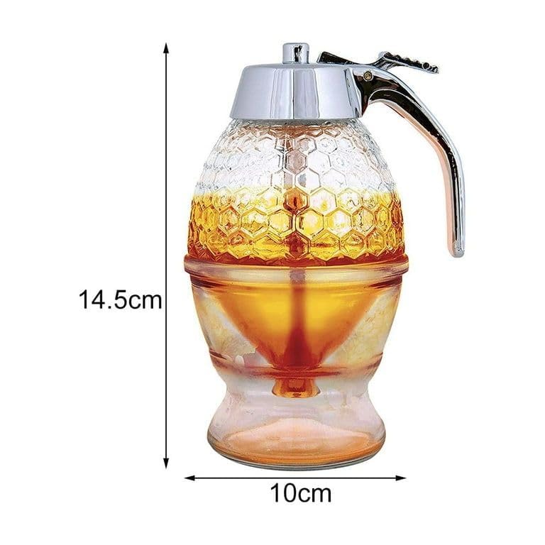 Aryamurti Transparent Acrylic Honey Syrup Dispenser with Stand, Pack of 1 1