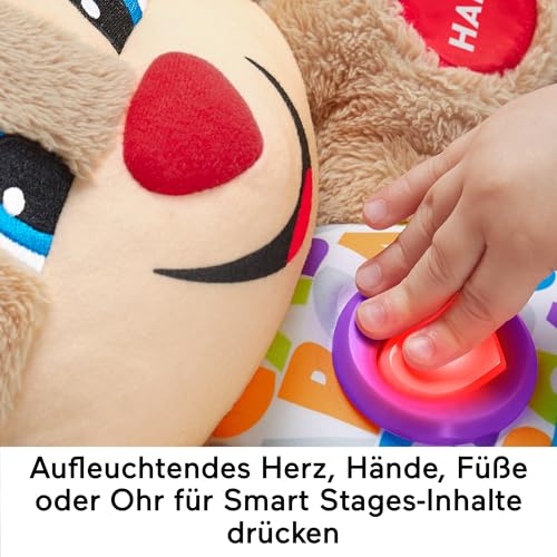 Fisher-Price Lernspaß-Hündchen mit drei Stufen, sprechendes Kuscheltier mit Musik als Kinderspielzeug und Baby Spielzeug, Interaktiver Teddybär, Babyspielzeug ab 6 Monate, Deutsche Version, FPM50