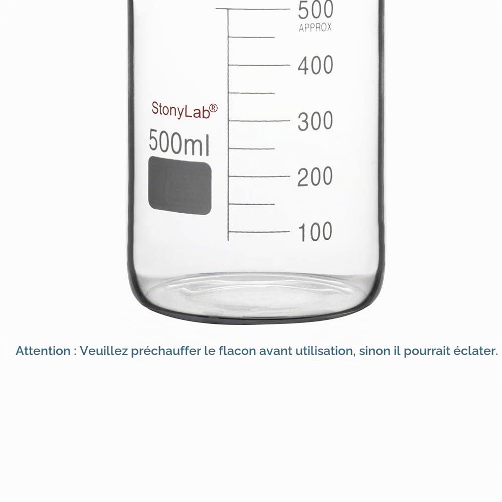 stonylab Set de Béchers de Laboratoire en Verre Borosilicaté, Béchers Griffin Graduées Forme Basse en 5 Tailles, 50 ml/100 ml/250 ml/500 ml/1000 ml (1 L), Pack Combiné