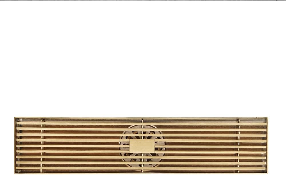 Brushed Gold Linear Floor Drain, Tile Insert Long Strip 304 Stainless Steel Balcony Bathroom Shower Water Anti Odor Drains,300x68mm