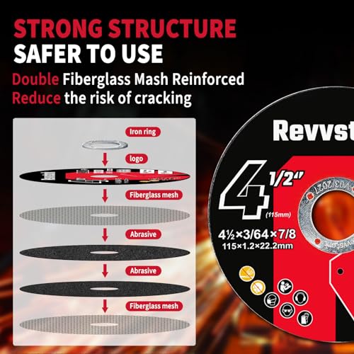 Revvstark COW-1 Cut Off Wheels 55 Pack, 4 1/2 Inch Cut-Off Wheel, 4.5 Inch X .045 Inch X 7/8 Inch Metal & Stainless Steel Cutting Wheel thumb #2