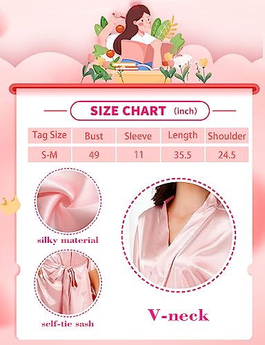Bride Bridesmaid Robes Set of 6 Short Silky Satin Robes Bulk Women Kimono for Wedding Bridal Birthday Spa Party3