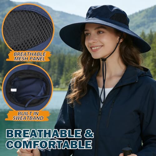 Image of Wide Brim Sun Bucket Hat, Waterproof Boonie Hat for Men & Women | UPF 50+ UV Protection, Adjustable Fit, Chin Strap & Sweatband, Foldable Durable for Fishing Hiking Garden Beach