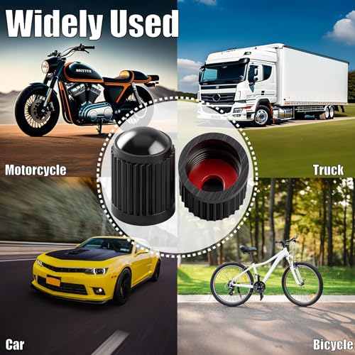 MEAJOO 15PCS Plastic Tire Valve Stem Caps, Corrosion Resistant, with O Rubber Ring, Airtight Seal Heavy Duty Dustproof Tire Valve Stem Covers for Cars, SUV, Trucks, Bikes, Motorcycles, Bicycles(Black)