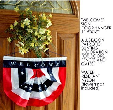 Patriotic Welcome Sign Front Door - 10" X 16", Memorial Day, Porch Decor, 4Th Of July, Hanging Door Decorations, Rustic, Country, Farmhouse, Usa #TOP4