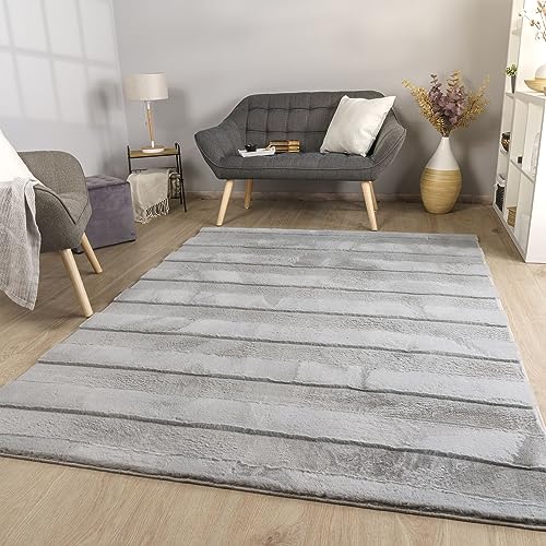 TT Home Wohnzimmer Teppich Esszimmer Langflor Skandi Optik Geometrisch 3D Unifarben,...