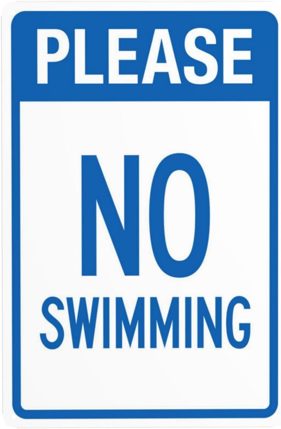 Notice No Swimming Rust Free Aluminum Warning Sign - Pool Rules Decor with Pre-Drilled Holes for Home, Business - 12x16 Inch​