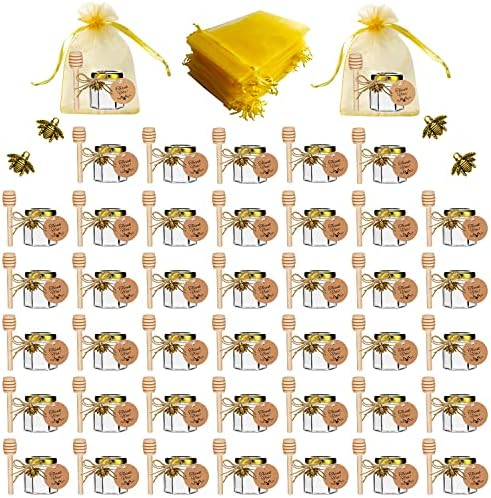 40 Vasetti Miele Esagonali 1.5oz Con Cucchiaini Legno - Set Bomboniere Con Accessori - Foto 10