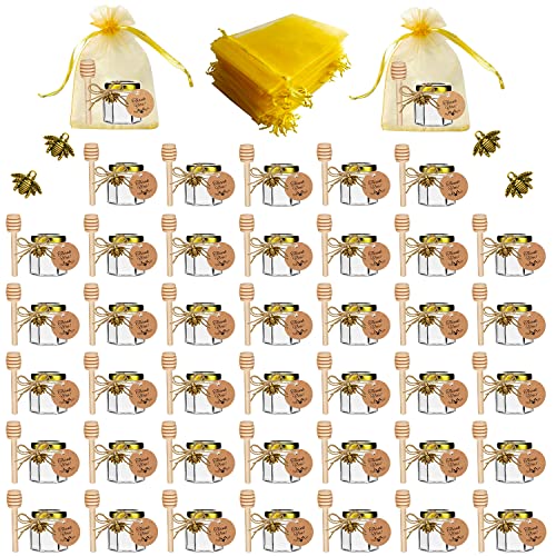 【Regali perfetti e pratici】I mini barattoli di miele in vetro sono un regalo pratico ed elegante per baby shower, bomboniere e bomboniere tra cui compleanno, ringraziamento, Natale ecc.