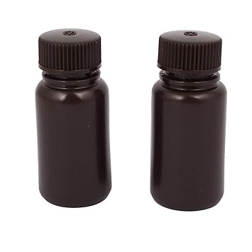 ELECTROPRIME 2Pcs 60ml Plastic Wide Mouth Chemical Laboratory Reagent Bottle Sample Bottle Brown