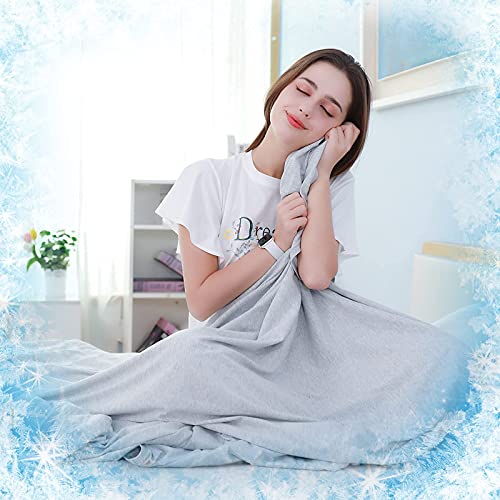 SOLEDI Cooling Blanket for Hot Sleeper Twin Size Cool Summer Blanket with Cool-to -Touch Fiber Bed Cooler Cold Blanket for Sleeping That Stay Cold Q-max>0.4 for Night Sweats, with Travel Bag