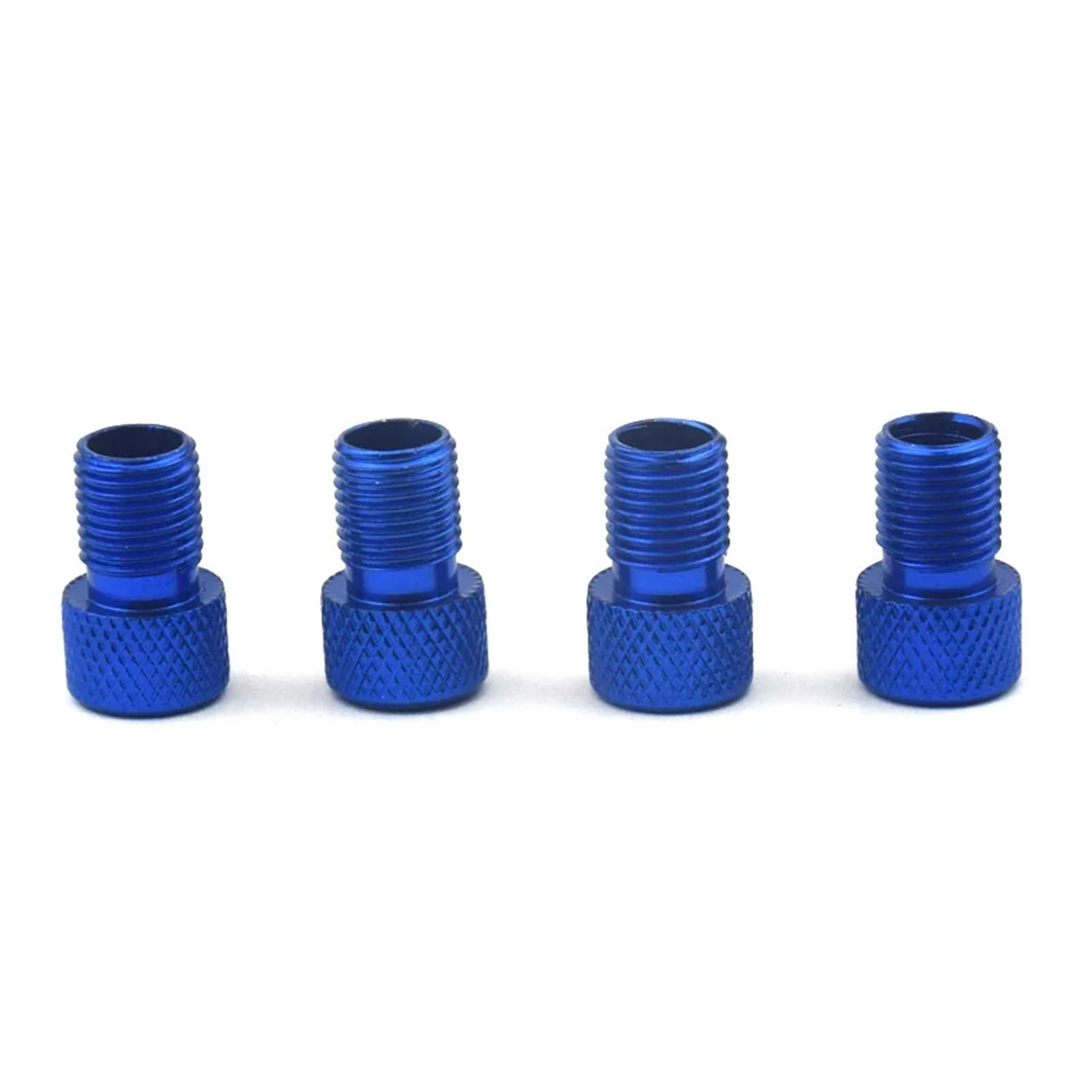 Dymkie 4Pcs Blue 4Pcs Aluminum Alloy Bike Adapter Convert Presta To Schrader Bicycle Pump Air Nozzle Tube Tools Accessories(4Pcs Blue)
