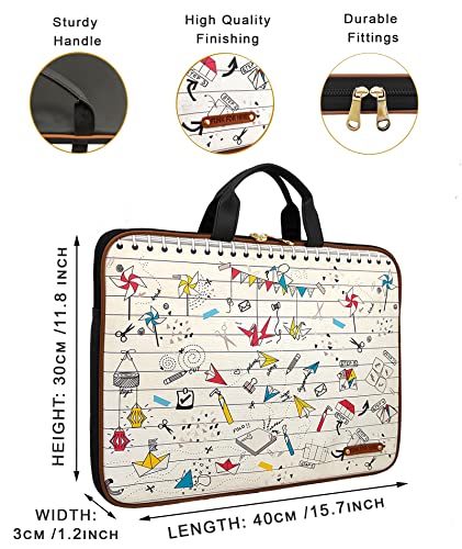 Image of Funk For Hire Printed Vegan Leather White Laptop Sleeve - fit Upto 15.6 inch Laptop