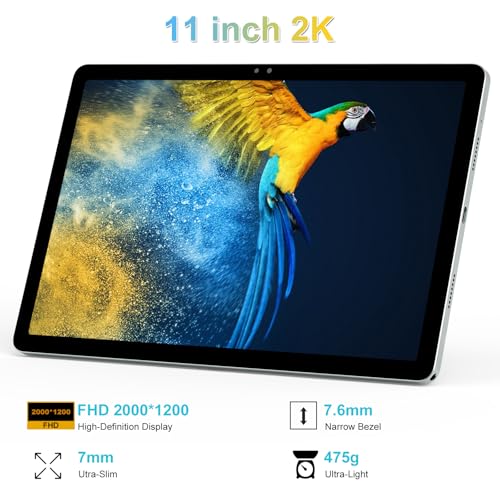 Image of 11 inch Tablet Android 14 2000*1200 2K Display Tablets PC, T616 Octa-Core 2.0GHz, 18GB RAM 128GB ROM 1TB Expandable, 5+5+13MP AI Camera, 9000mAh, 5G WiFi, with Keyboard, Case, 4 Speakers - Green