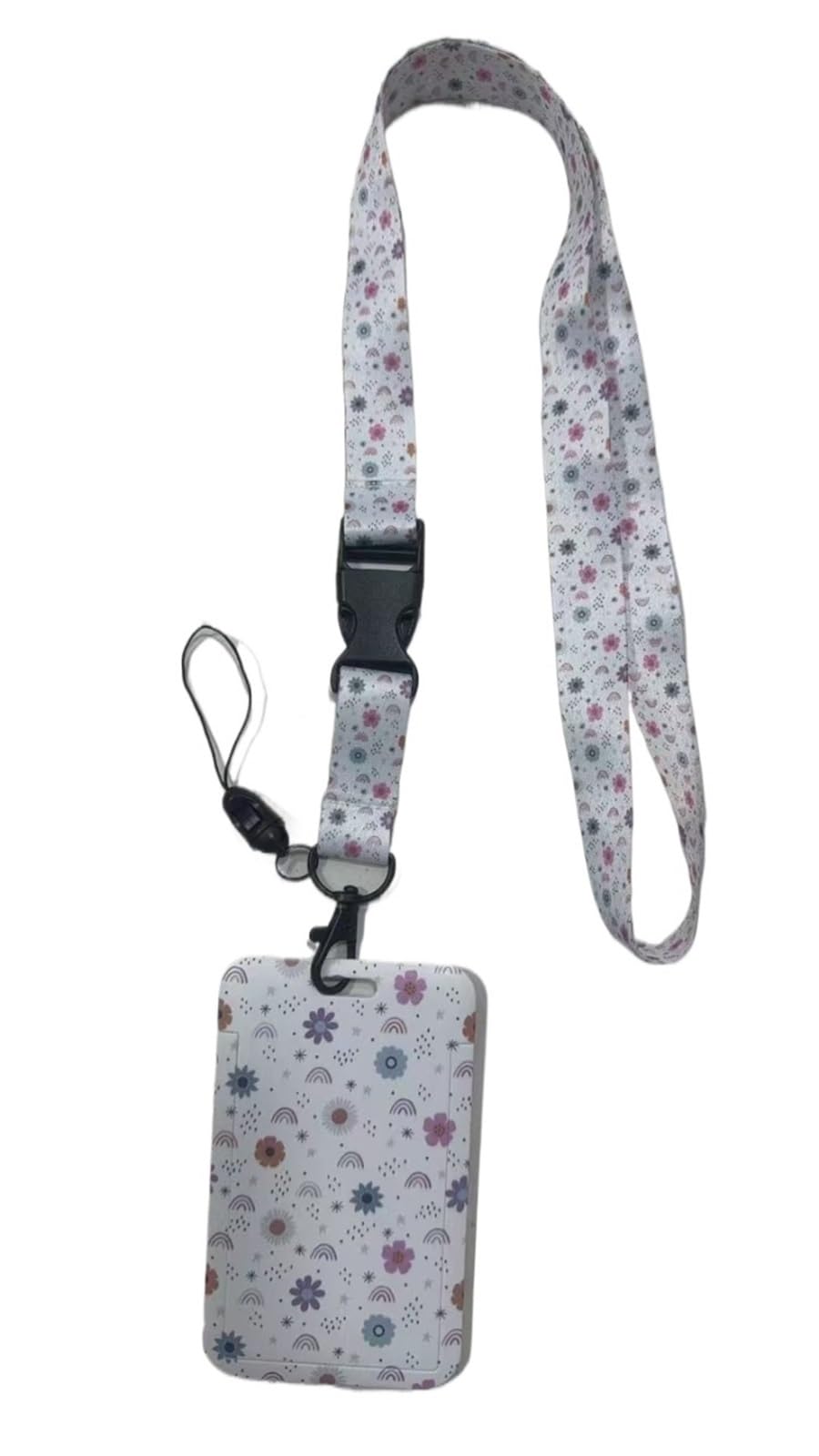 Porta badge identificativo con cordino a forma di fiore, portachiavi retrattile (cordino a cartuccia)