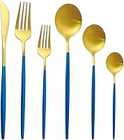 Vista 13 de Juego de cubiertos de 36 piezas de acero inoxidable 304 con acabado de manchas de color negro puro, cuchillo de vajilla de postre, tenedor, cuchara