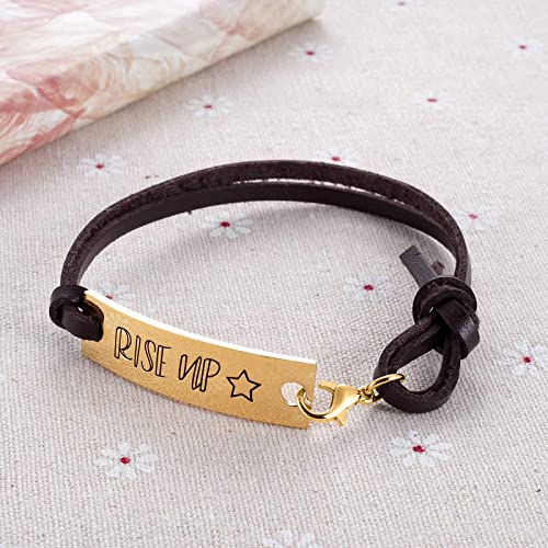 MIXJOY Hamilton Broadway Musical Merchandise Gifts Rise Up Brown Leather Bracelet Jewelry for Teen2