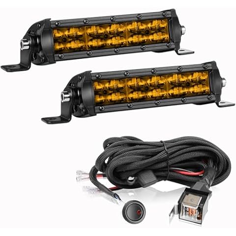 SWATOW INDUSTRIES 6 in Light Bar Amber with Wire Harness Yellow Fog Lights Wiring Kits for Ram Jeep Toyota UTV ATV Truck Pickup Cover