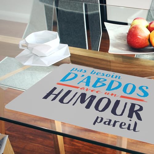 Lot de 4 sets de table humour pas besoin d'abdos pour dîner - 6