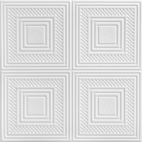 A La Maison Ceilings R11 Nested Squares Foam Glue-Up Ceiling Tile (384 Sq. Ft./Case), Pack Of 144, Plain White #TOP1