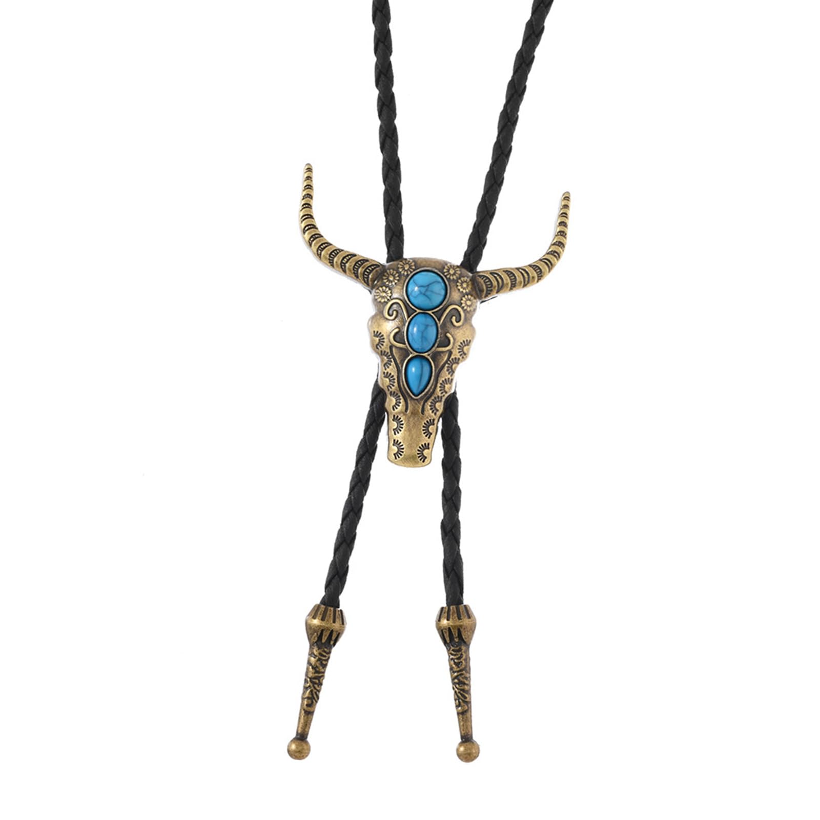 Kaqntud Unisex Ancient Bronze Delicate Stone Lariat Tie Decent Punk Necktie Western Tie Engraving Charm Decent For Shirt Jeans Men's And Women's Gift