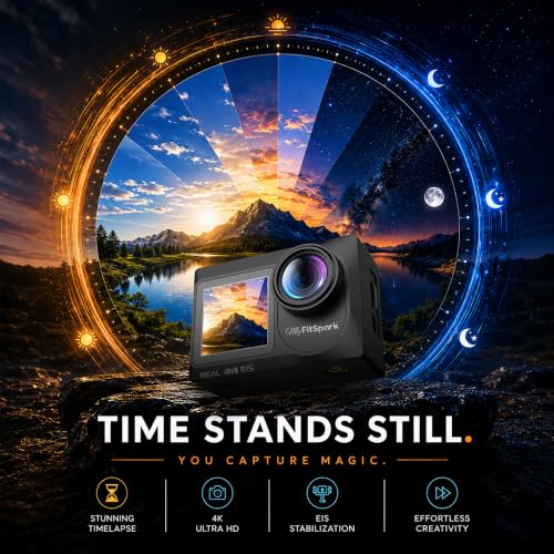 Image of FitSpark Eagle i15 Pro Max Real 4k Action Camera Creator Pack | Sony Sensor | 2 Turbo Batteries | 240~300 min Recording | Pro Dual Fast Charging Dock | Type-C Wired Microphone | Waterproof, Stabilization