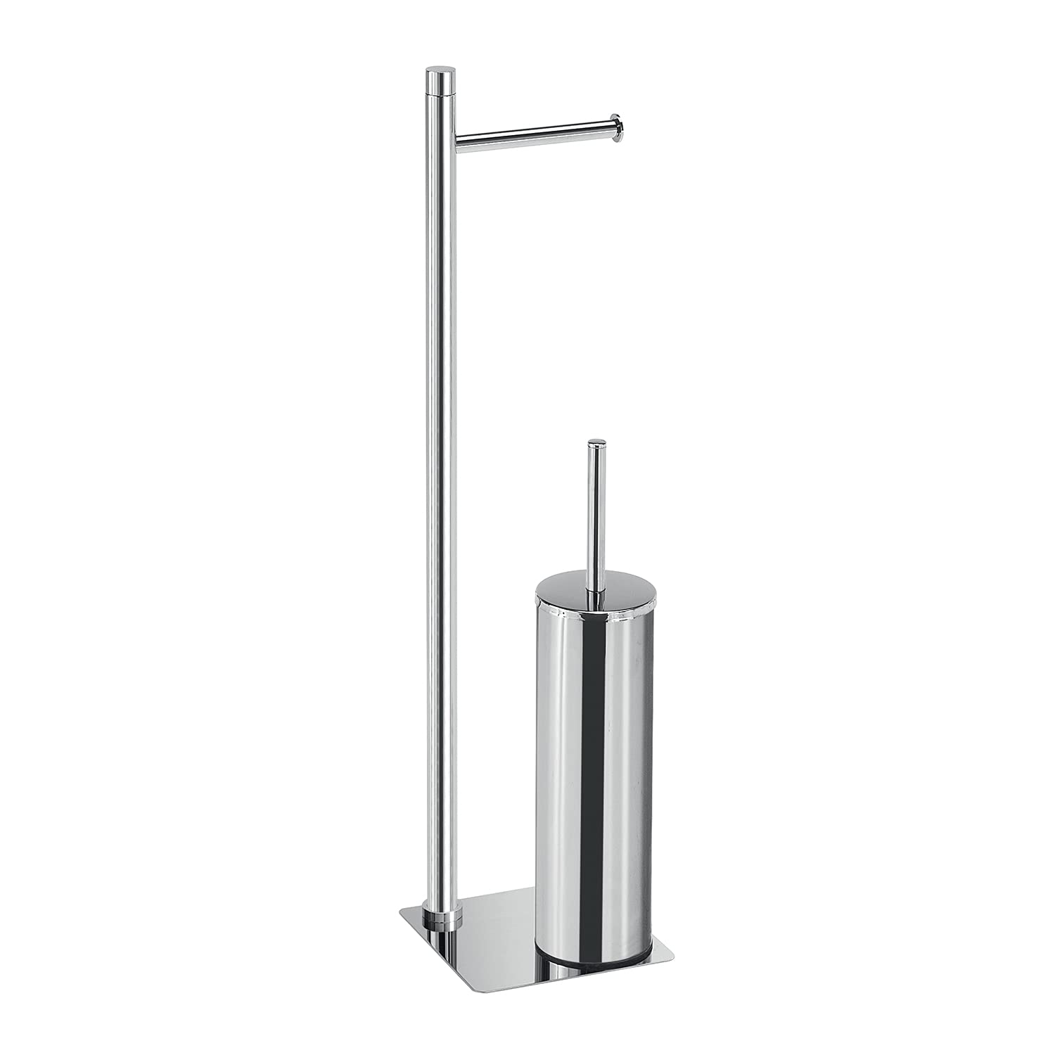 GEDY G-Seul Toilet Pillar + Toilet Brush Chrome with Chrome Finish Dimensions 62.8 x 14 x 14 cm Stainless Steel and Cromall 4 mm Allen Key Paper Unique