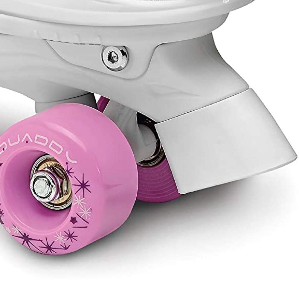 Roces Quaddy Girl Patins à Roulettes pour Fille, Taille Réglable, Enfant Quad Roller Skates, Blanc Rose