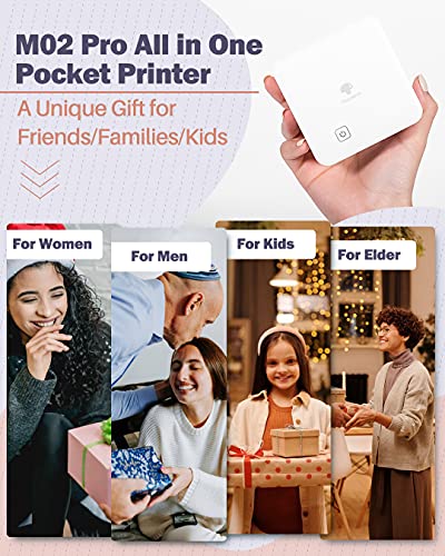 Phomemo 300Dpi Pocket Mobile Pocket Printer- M02 Pro Thermal Bluetooth Portabel Mini Photo Printer Compatible With Ios And Android, For Photo Printing, Graffiti,Learning,Work, White #TOP2
