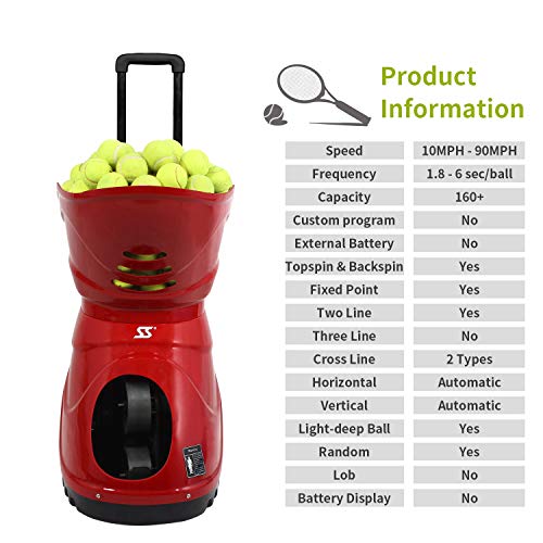 Tennis Ball Machine Portable Automatic Ball Launcher Tennis Practice Equipment Beginner Tennis Trainer Ball Thrower Shooter with Remote Control | SIBOASI Sports W5