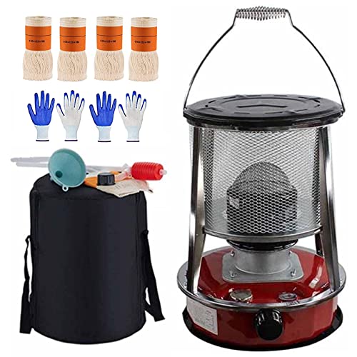 Calentador de queroseno - Estufa silenciosa no eléctrica con 4 mechas y guantes, accesorios completos para uso en interiores y exteriores, ideal para camping y pesca