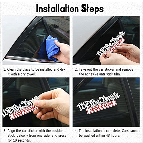 Image of We The People Edition Emblems, 3D Full Metal Car Decals with Strong Adhesive, Personalized Decoration Labels Car Badges to Highlight Yourself, Universal Car Accessories for Trucks SUVs (Sliver+Red)