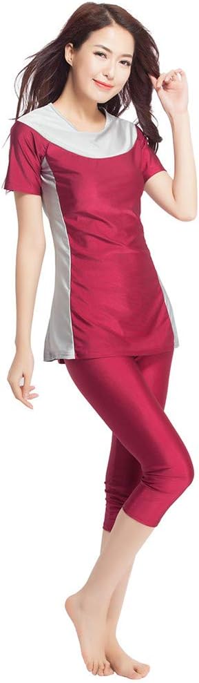 TianMaiGeLun Modest Swimwear for Women's Rash Guard Short Sleeve Swimwear Modesty Swimming Costume Surfing Suit Burkini