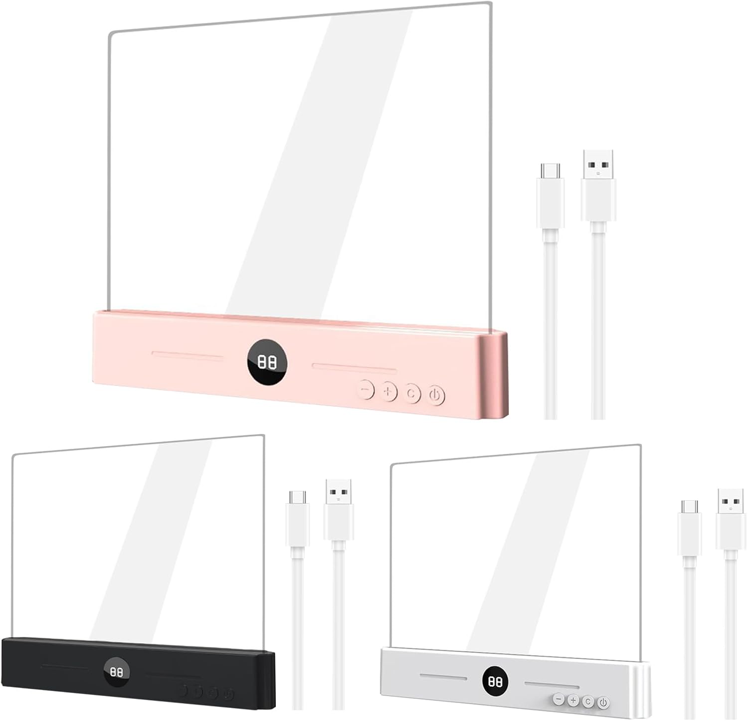 Flat Book Light - LED Stepless Dimming 1200mAh Battery, Portable Eye Protection Lamp, Rechargeable Acrylic Lighting Device, Adjustable Brightness | Modern Desktop Study Light for Students