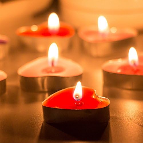Txyk 50 Pcs Love Heart Shape Tealights Love Candles Bulk Floating Smokeless Scented Romantic Candles Valentines Mothers Day Christmas Wedding Birthday Party Decoration 3.8 * 3.8 * 1cm (Red)