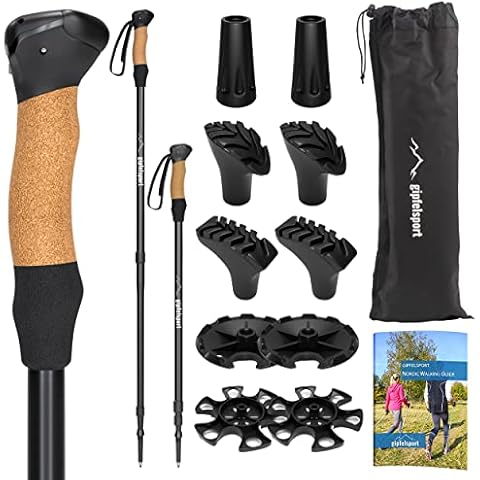 gipfelsport Wanderstöcke Teleskop | Wanderstock für Damen und Herren | Ultraleichte Trekkingstöcke aus Aluminium mit Korkgriff | Teleskopstock verstellbar… Cover