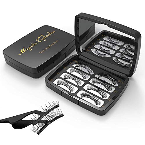 Preisvergleich Produktbild ZWOOS Magnetische Wimpern, 3D Magnetische Falsche Wimpern Natürliches Aussehen, 3 Magnete, Wiederverwendbar(Black) (8 Pcs)
