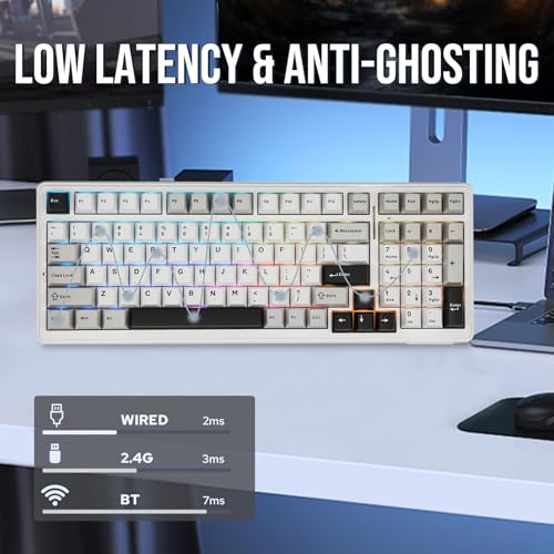 Image of EPOMAKER x Aula F99 Wireless Mechanical Keyboard Gasket with Hot-Swap Padding Bluetooth 8000mAh NKRO RGB for Gaming /Win /Mac (F99 Grey, Nimbus Switch)