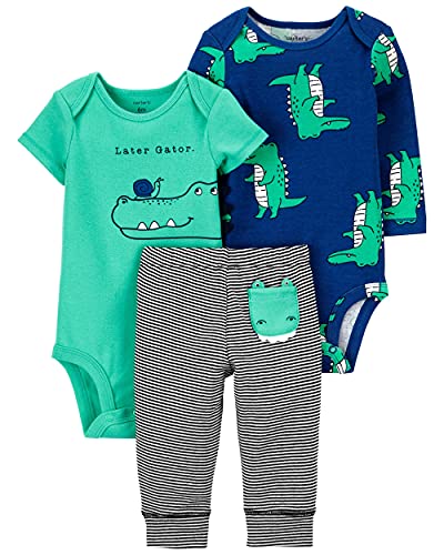 Carter's Baby Boy's 3-Piece Bodysuits and Pants Set (9 Months, Lator Gator/Green, 9_Months)