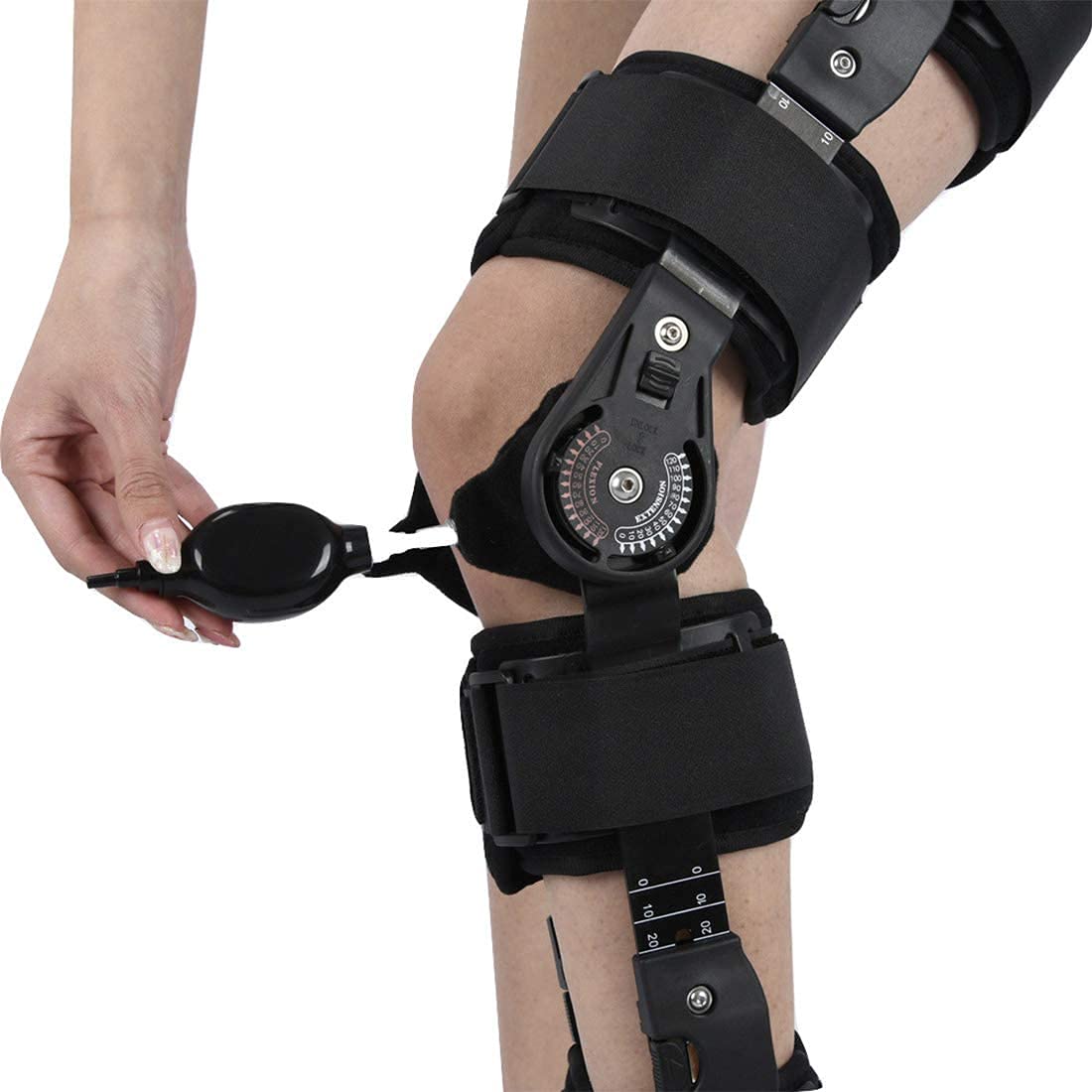 Rodillera con Bisagra ROM, Inmovilizador De Rodilla Ajustable, Soporte para Ligamentos Cruzados Anterior, Medial Y Posterior para La Recuperación De Lesiones De Rodilla,Black