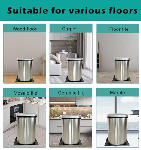 Image of Trash Can Mat 2 Pack, Waterproof Raised Edge Silicone Under Garbage Can Mat, 11.8 inch X18.9 inch Non-Slip Trash Can Pad for Kitchen Office Bedroom Reduce Floor Carpet Wall Scratches, Black