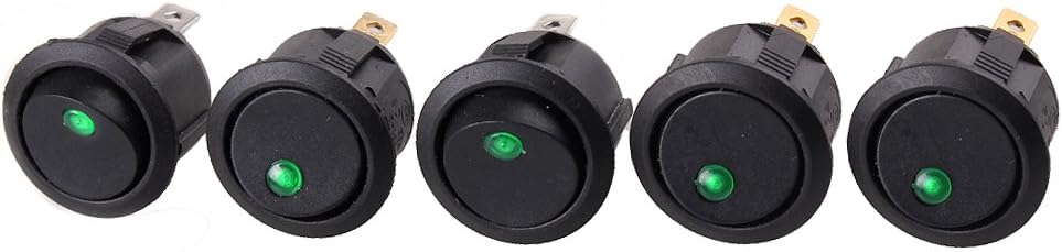 Ushoppingcart New 10x Round Rocker Toggle Dot Switch Green LED Light On-Off Control SPST 12v 16A Switch for Car truck Boat
