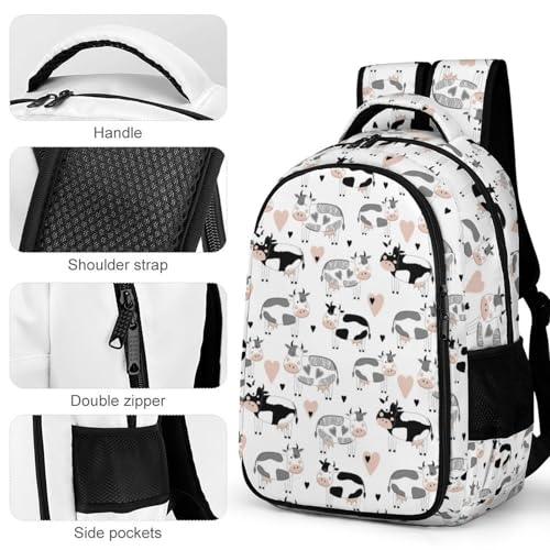Sac à dos randonnée et camping au motif de vache mignonne en taille unique avec poches