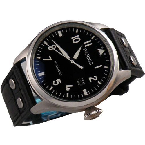 FANMIS Men's Classic Luxury Skeleton Mechanical Automatic Wrist Watch Waterproof Watch Stainless Steel case Comfortable Leather Strap (Black)