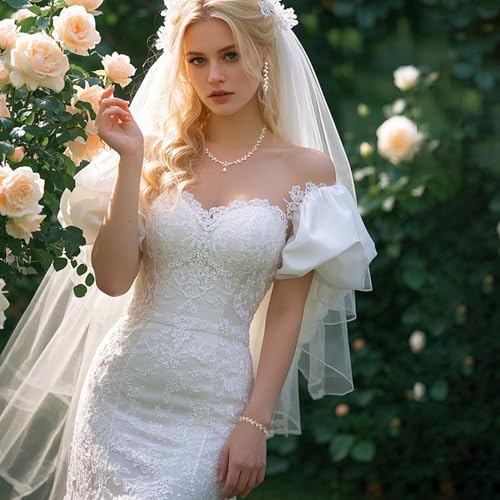 BriLove Wedding Bridal Jewelry for Women Cubic Zirconia Marquise Teardrop Leaf Cluster Y-Necklace Dangle Earrings Link Bracelet Set3