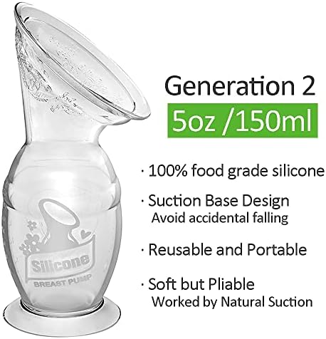 Haakaa Generation 2 Silicone Breast Pump with Suction Base and Cap, 150 ml Capacity